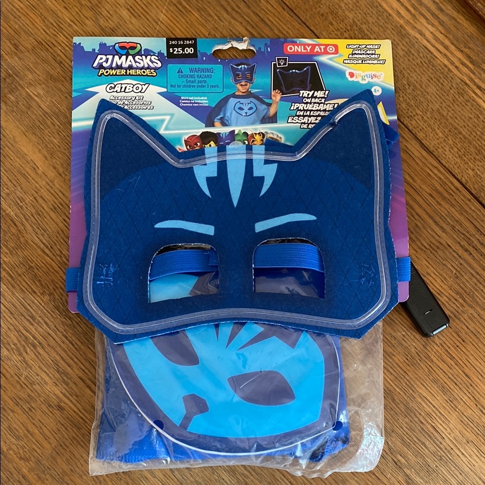 PJ Masks Catboy light-up mask, cape, and logo patch